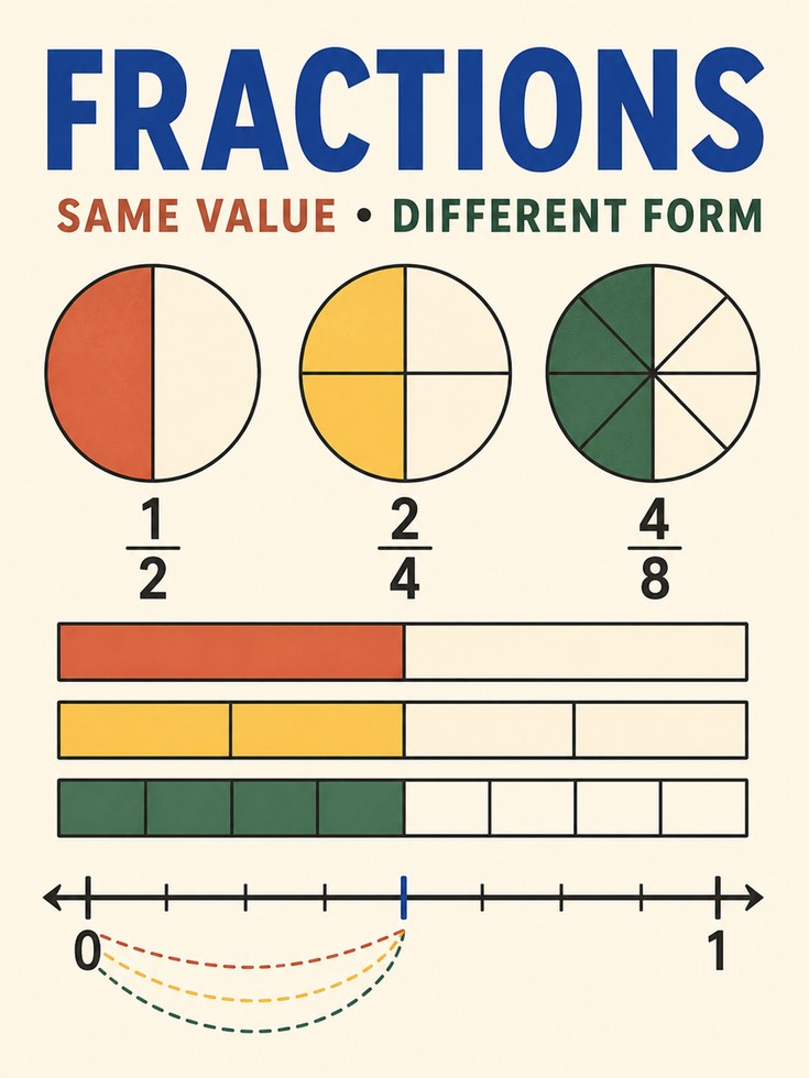 Fractions Poster – Math Classroom Wall Art - artwork on paper