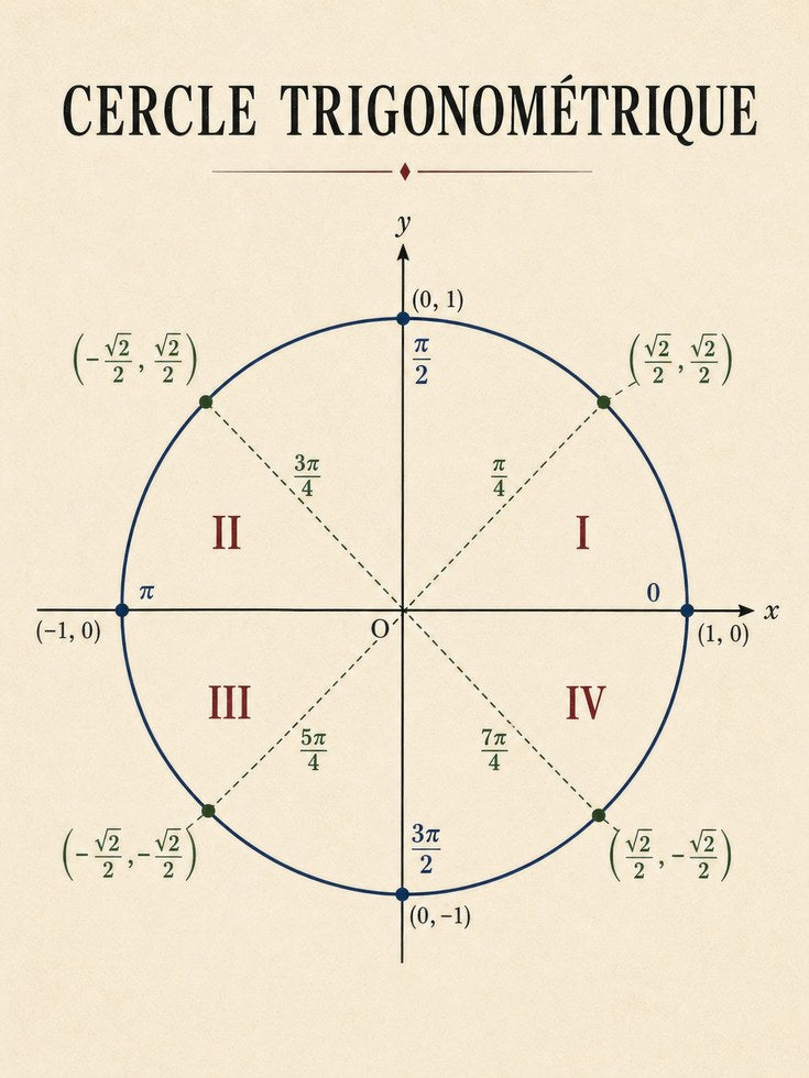 Unit Circle Poster – Math Wall Art - artwork on paper