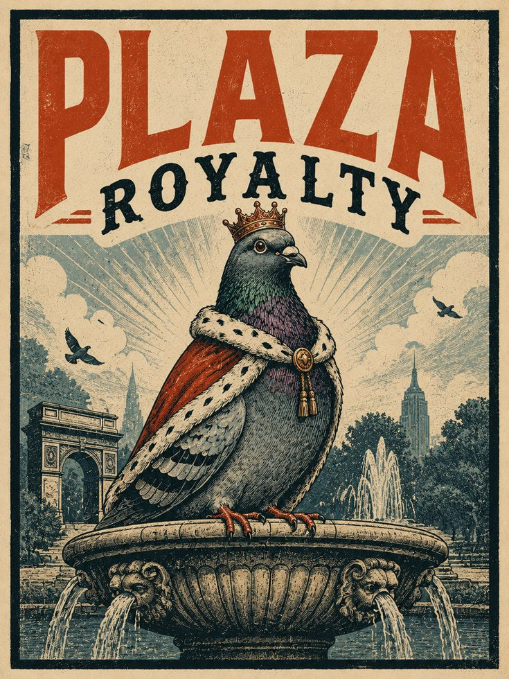 Pigeon Poster: Vintage Royalty Art - artwork on paper