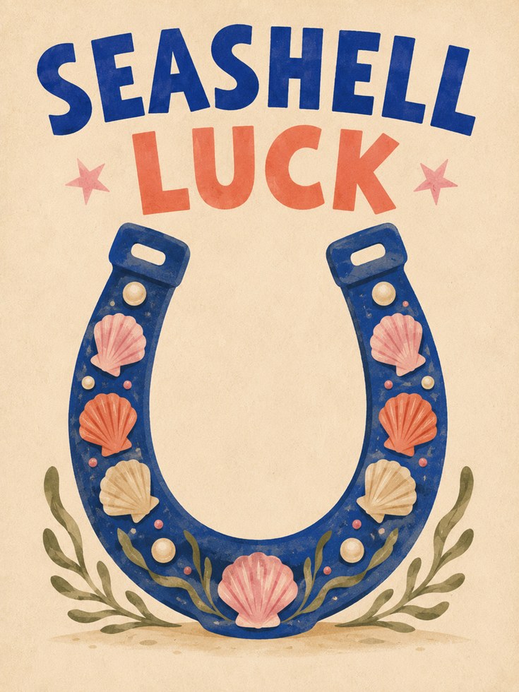 Seashell Wall Art – Coastal Luck Print - artwork on paper