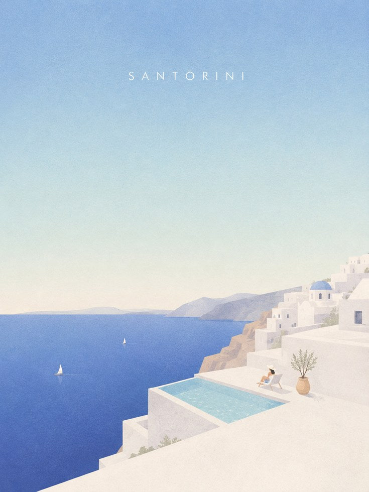 Santorini Travel Poster – Greece Wall Art - artwork on paper