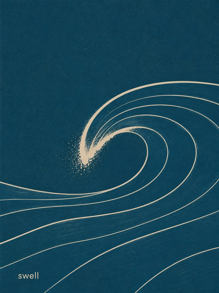 Ocean Wave Wall Art – Minimalist Surf Print - artwork on paper
