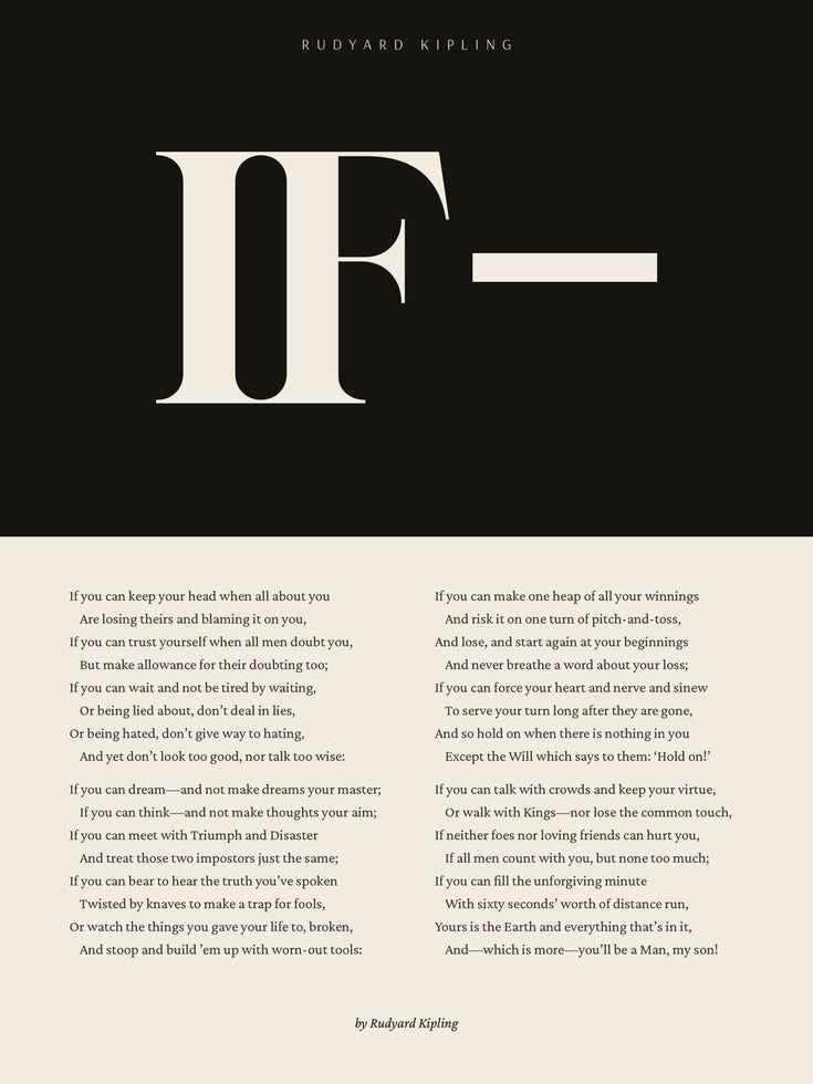 Literary Quote Poster – If Poem Print - artwork on paper