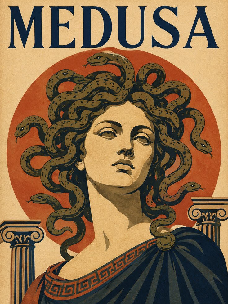 Greek Mythology Poster – Medusa Wall Art - artwork on paper