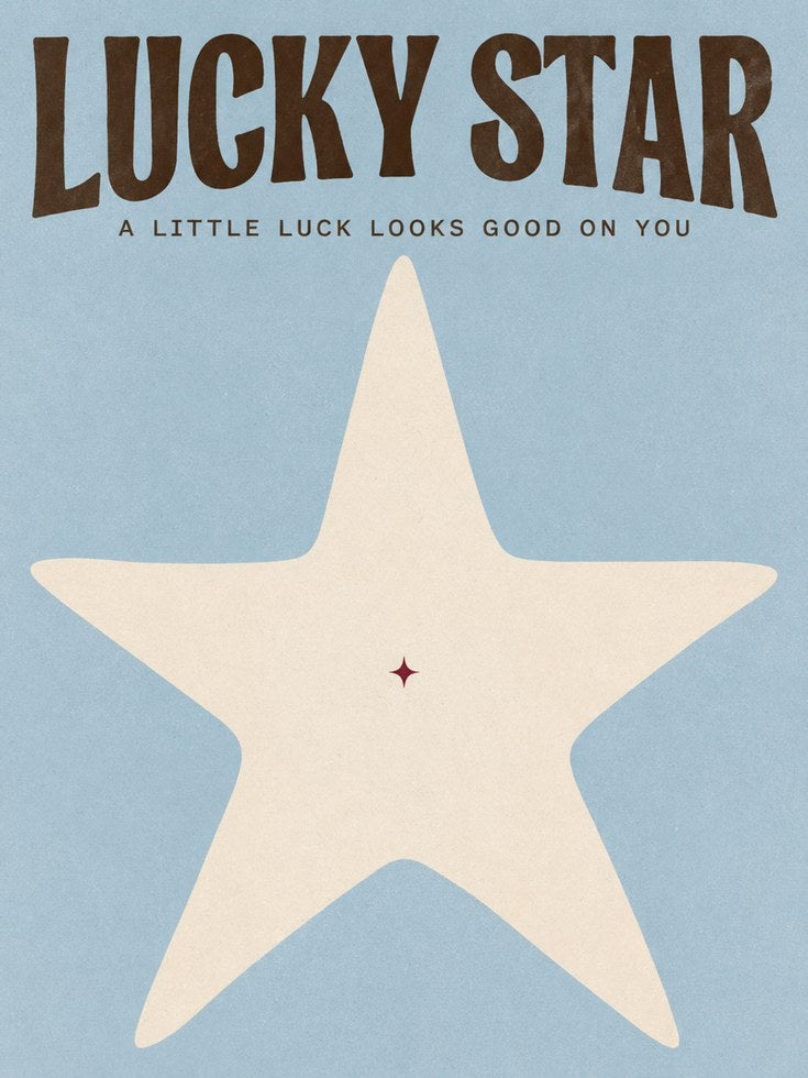 Retro Typography Poster – Lucky Star Print - artwork on paper