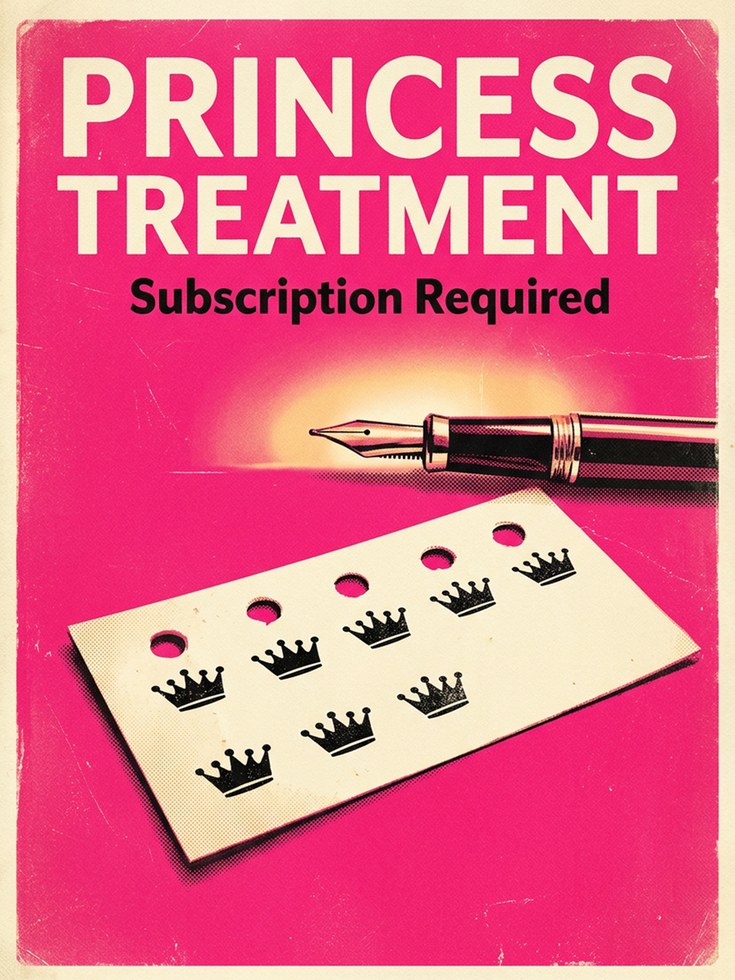 Princess Treatment Retro Poster: Pink Pop Art Typography Print - artwork on paper