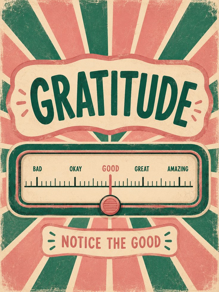 Gratitude Wall Art – Vintage Motivational Print - artwork on paper