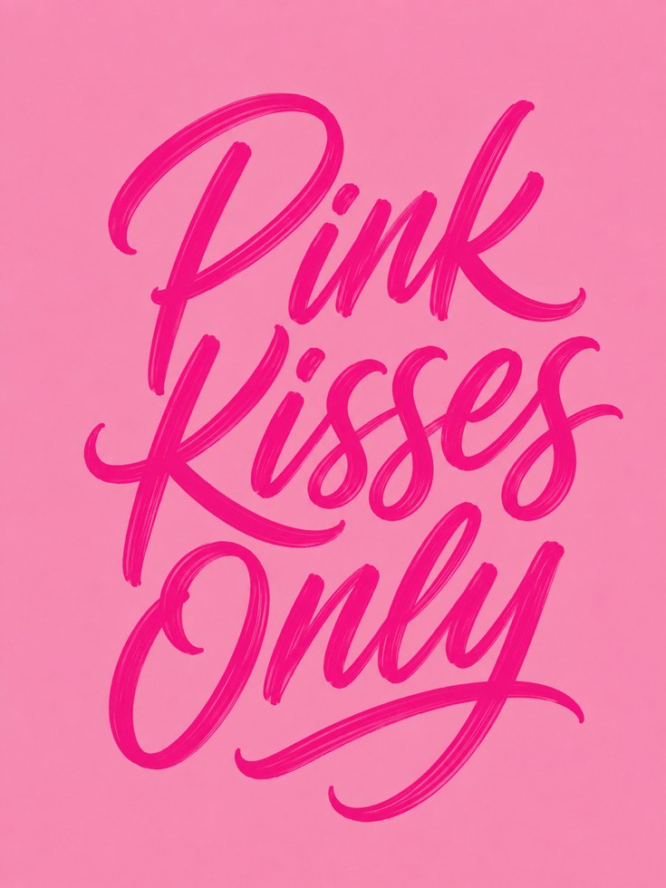 Pink Kisses Only Typography Print - artwork on paper