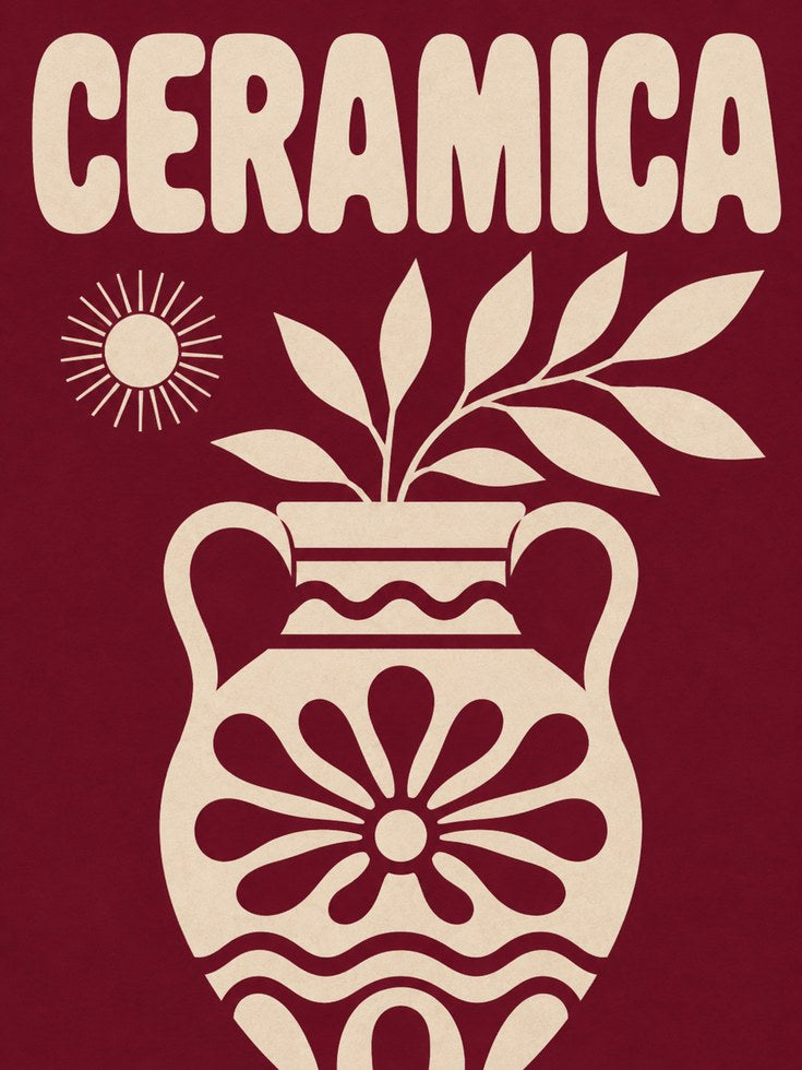 Ceramica Poster Print: Mid-Century Mediterranean Style (Burgundy) - artwork on paper