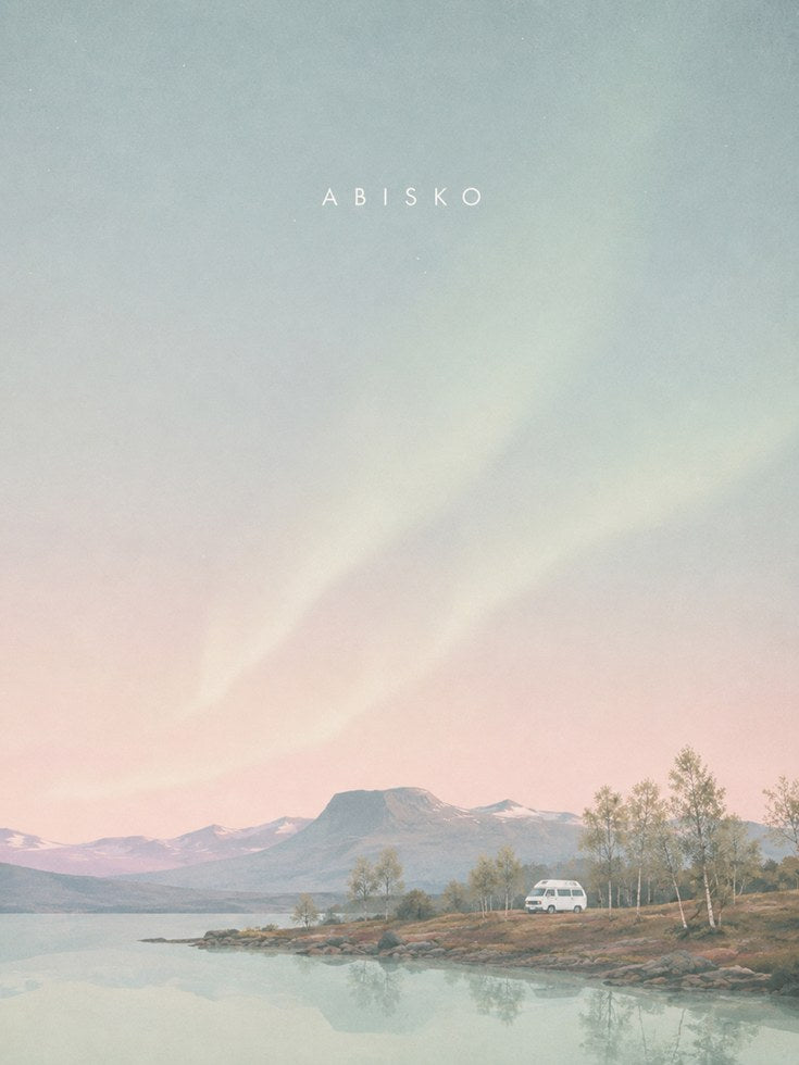 Abisko Mountain Landscape Print: Pastel Nordic Wilderness Art - artwork on paper