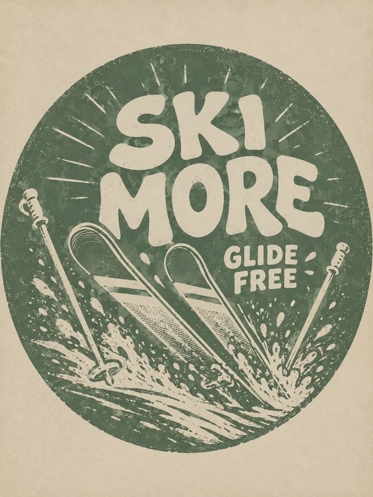 Ski Poster Print: Vintage Retro Design - artwork on paper