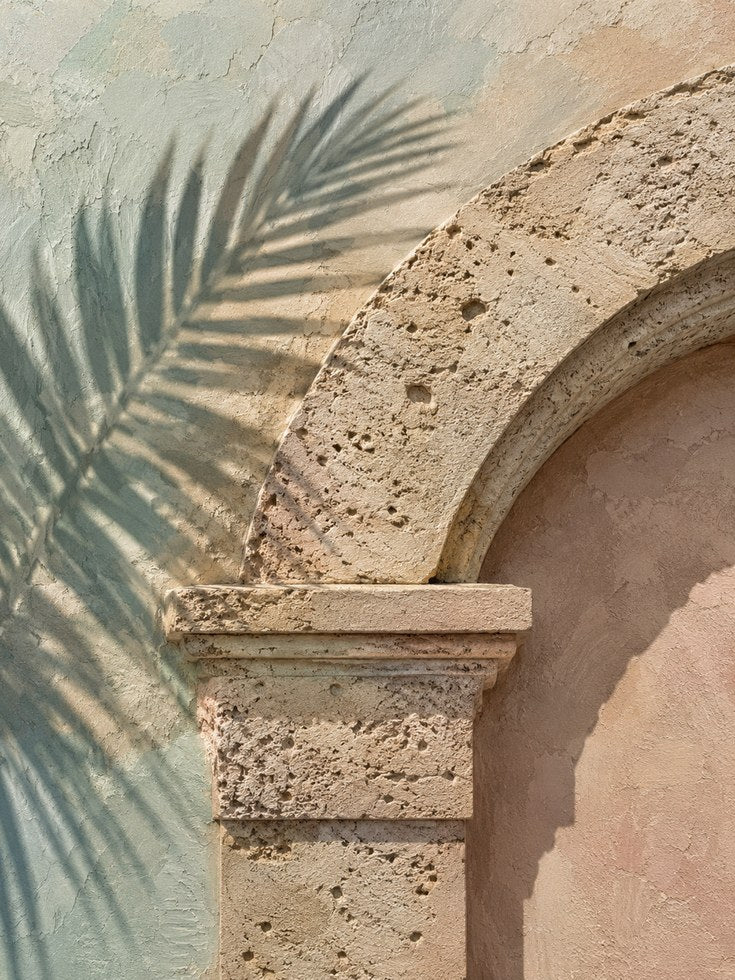 Palm Shadow Wall Art – Boho Architecture Print - artwork on paper