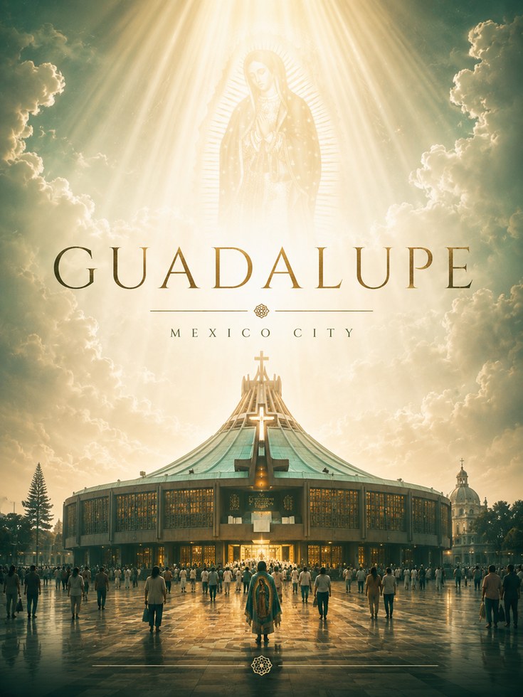 Mexico City Poster – Guadalupe Travel Print - artwork on paper