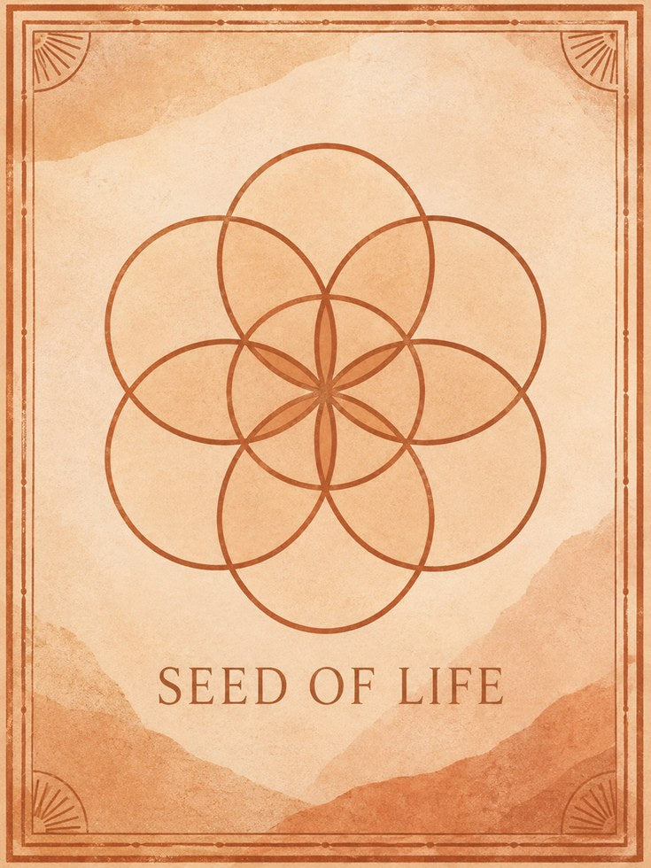 Seed of Life Print: Sacred Geometry Art in Warm Terracotta - artwork on paper