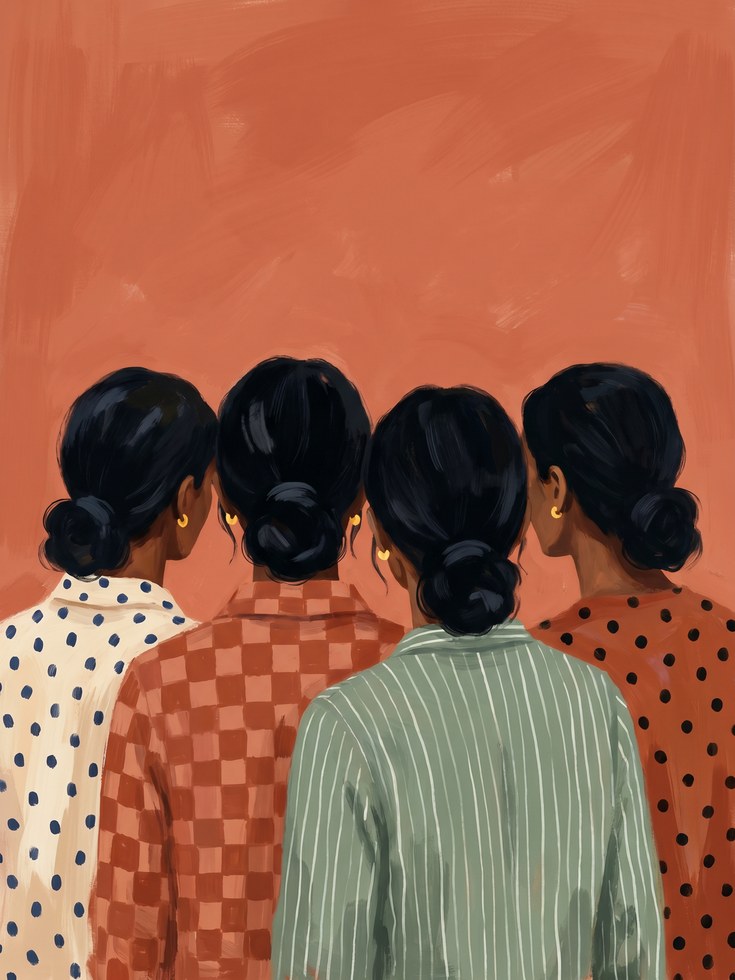 Figurative Women Portrait Print — Back View - artwork on paper