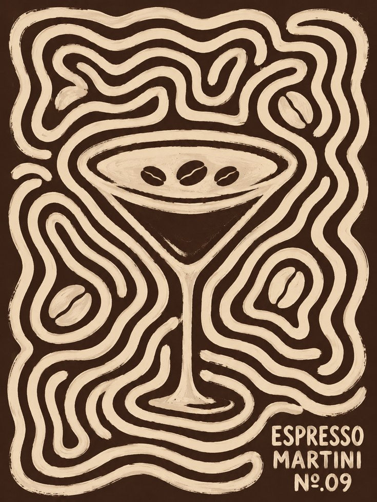Espresso Martini Poster – Retro Coffee Wall Art - artwork on paper