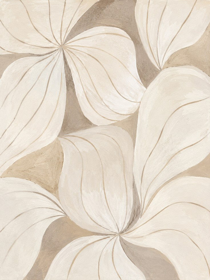 Neutral Botanical Blooms Art Print: Soft Beige Floral Design - artwork on paper