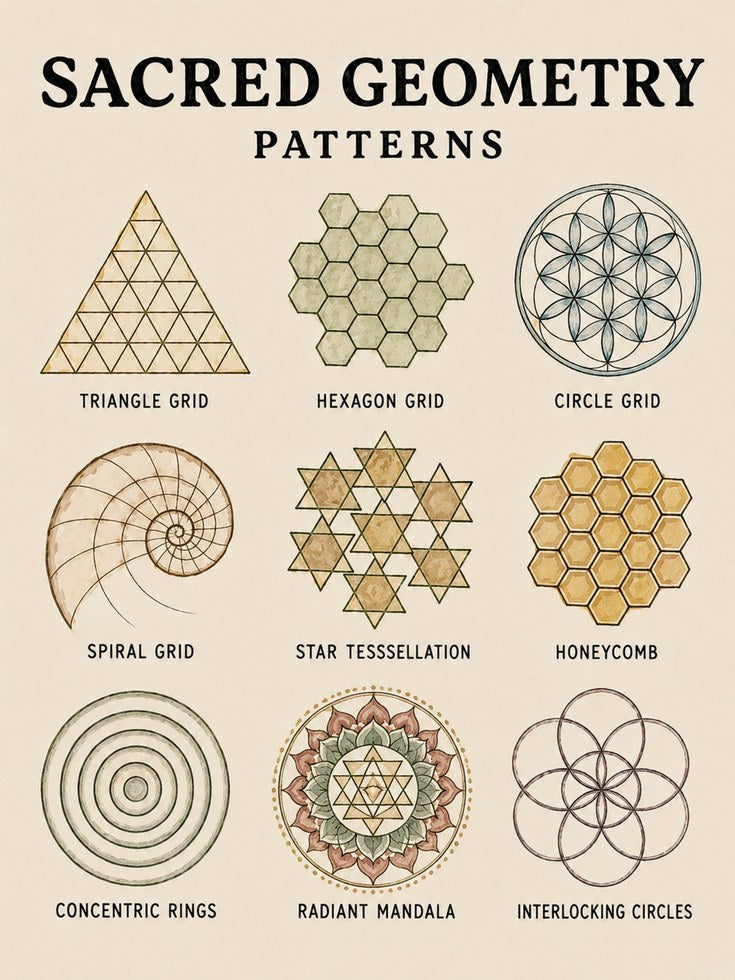 Sacred Geometry Art Print — Educational Chart - artwork on paper