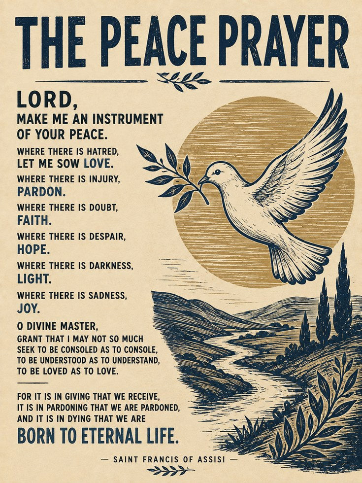 Peace Prayer Wall Art - artwork on paper
