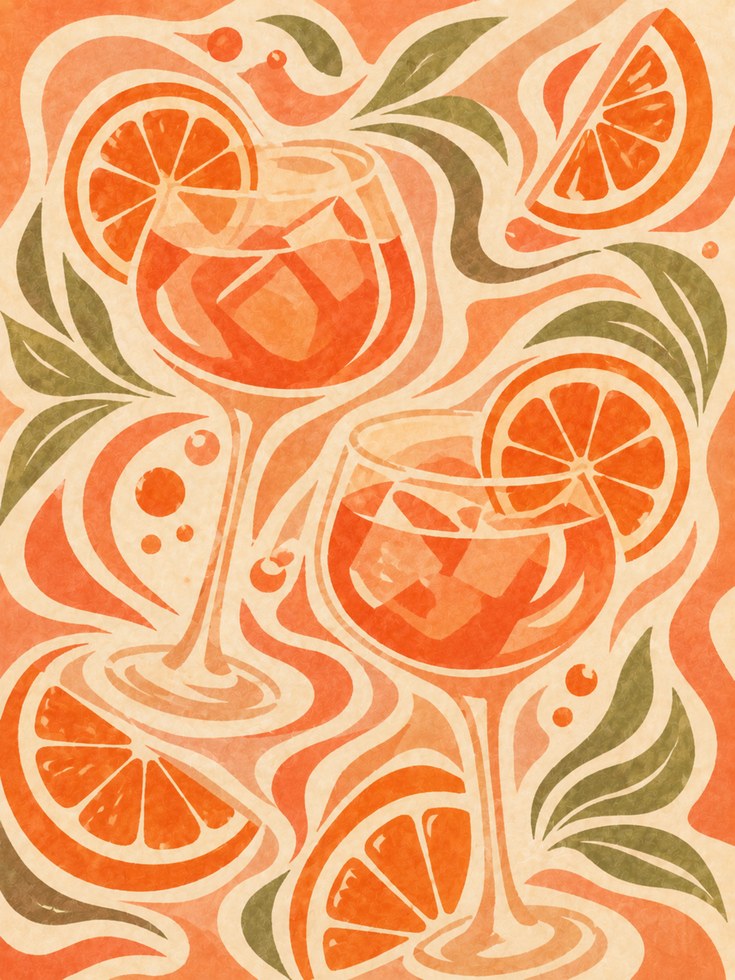 Orange Cocktail Wall Art – Kitchen Print - artwork on paper