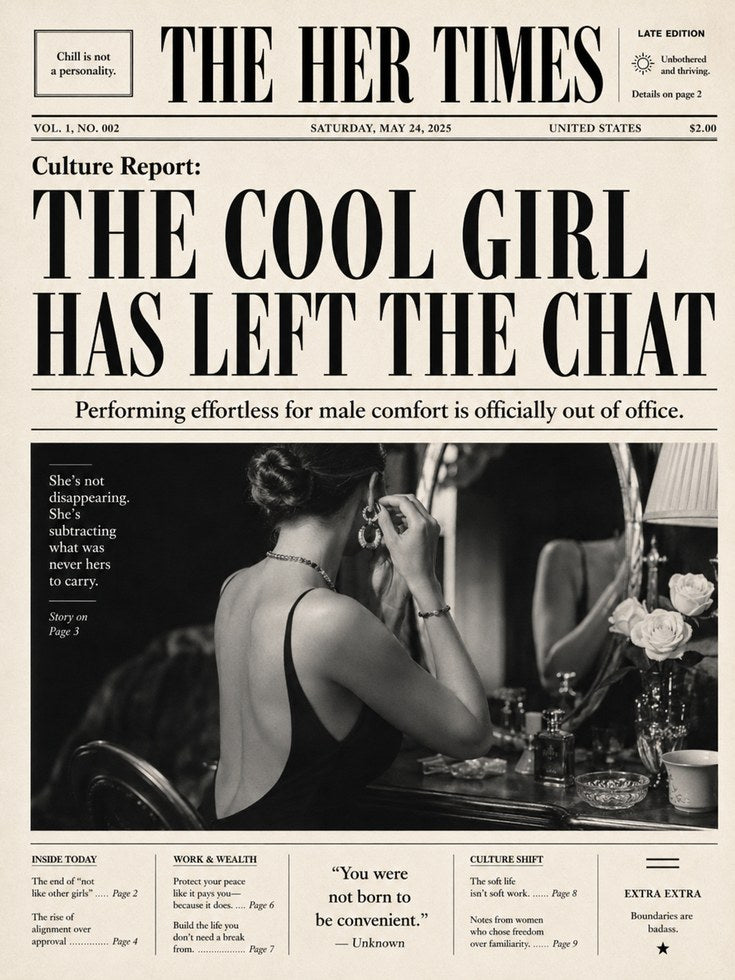 The Cool Girl Newspaper Print: Vintage Editorial Wall Art - artwork on paper