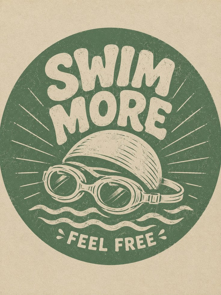 Retro Swimming Print - artwork on paper