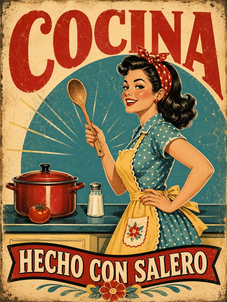 Retro Kitchen Wall Art – Vintage Cooking Print - artwork on paper