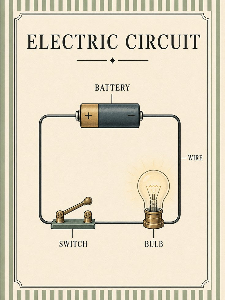 Electric Circuit Poster – Science Wall Art - artwork on paper