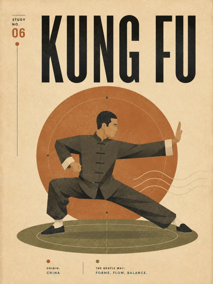 Vintage Kung Fu Art Print – Martial Arts Poster - artwork on paper