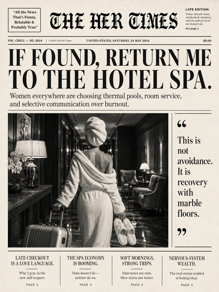 Vintage Newspaper Wall Art: Humorous Hotel Spa Headline - artwork on paper