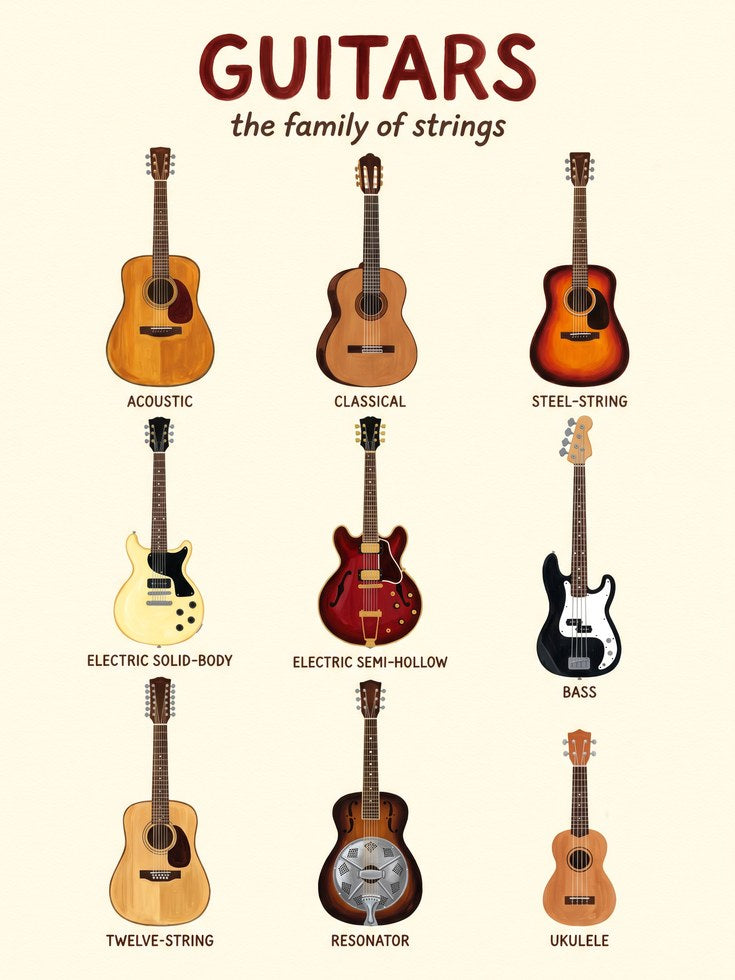 Music Wall Art: Guitar Family Print - artwork on paper
