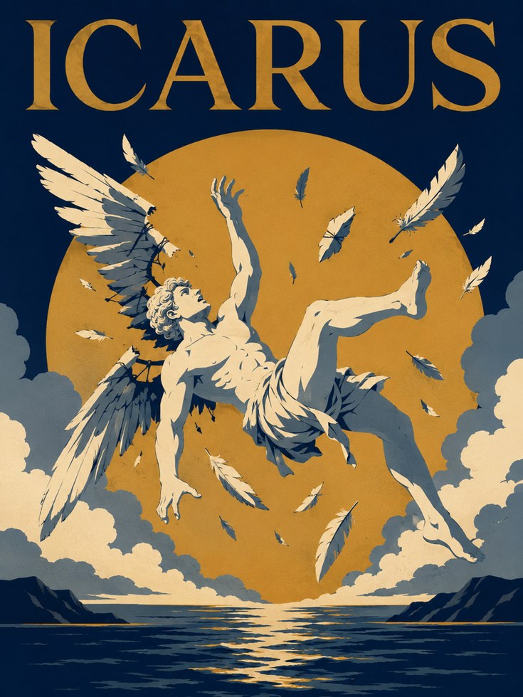 Greek Mythology Poster – Icarus Wall Art - artwork on paper