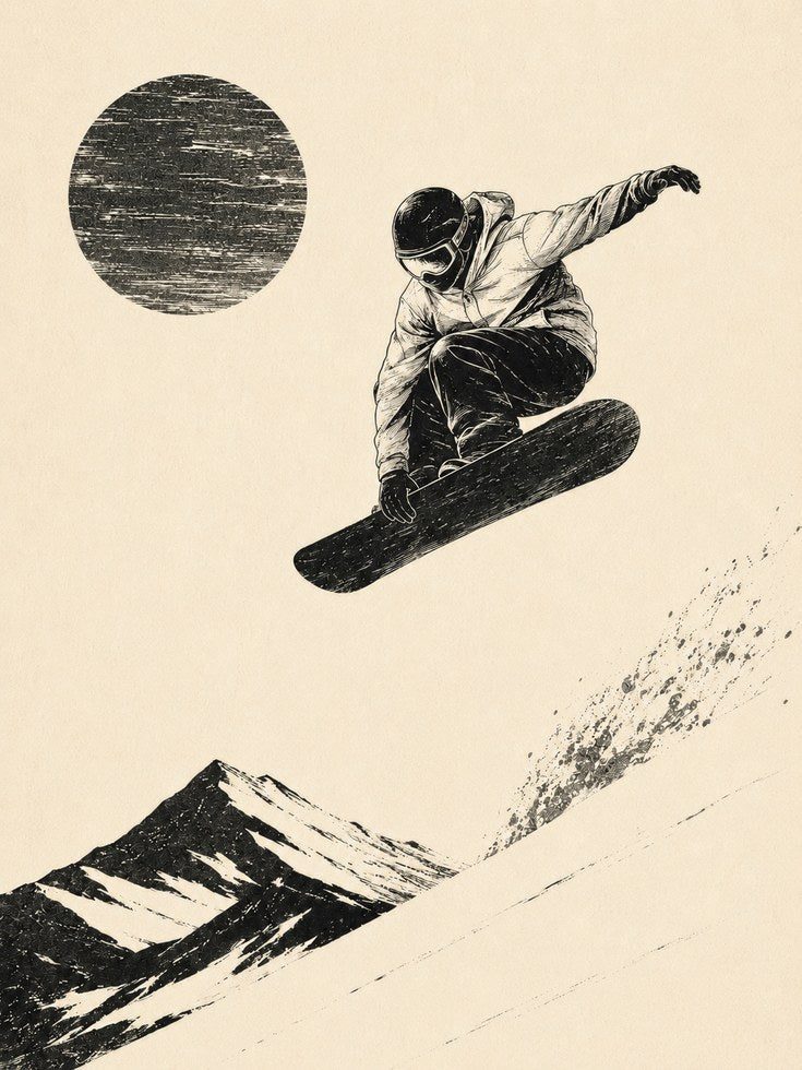 Snowboard Wall Art – Mountain Sports Print - artwork on paper