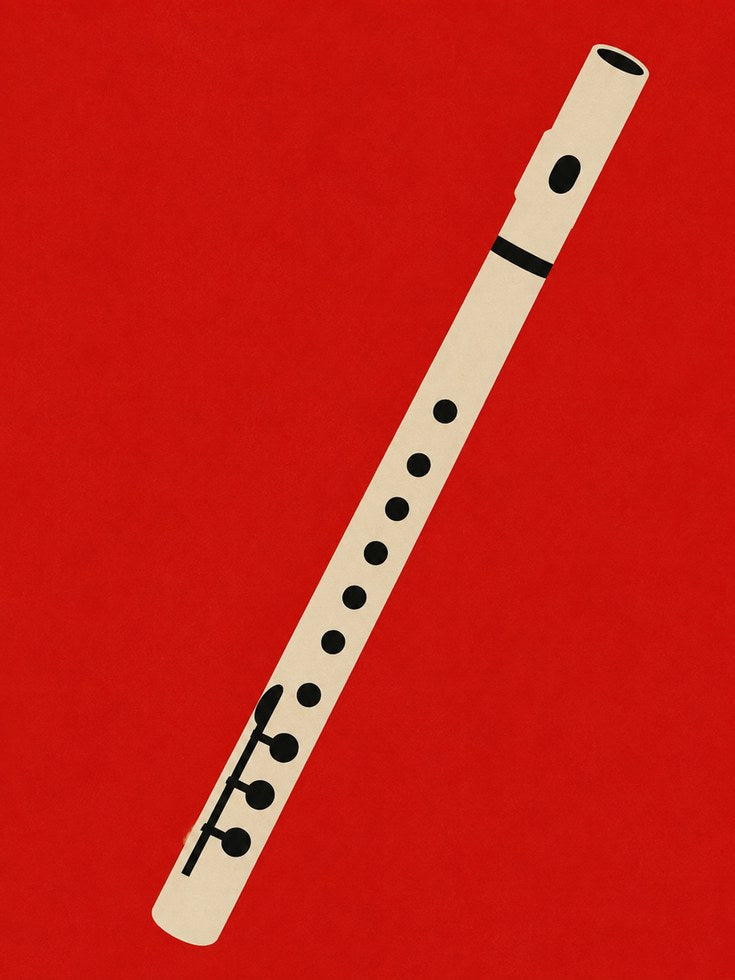 Recorder Art Print — Minimalist Musical Instrument Illustration - artwork on paper
