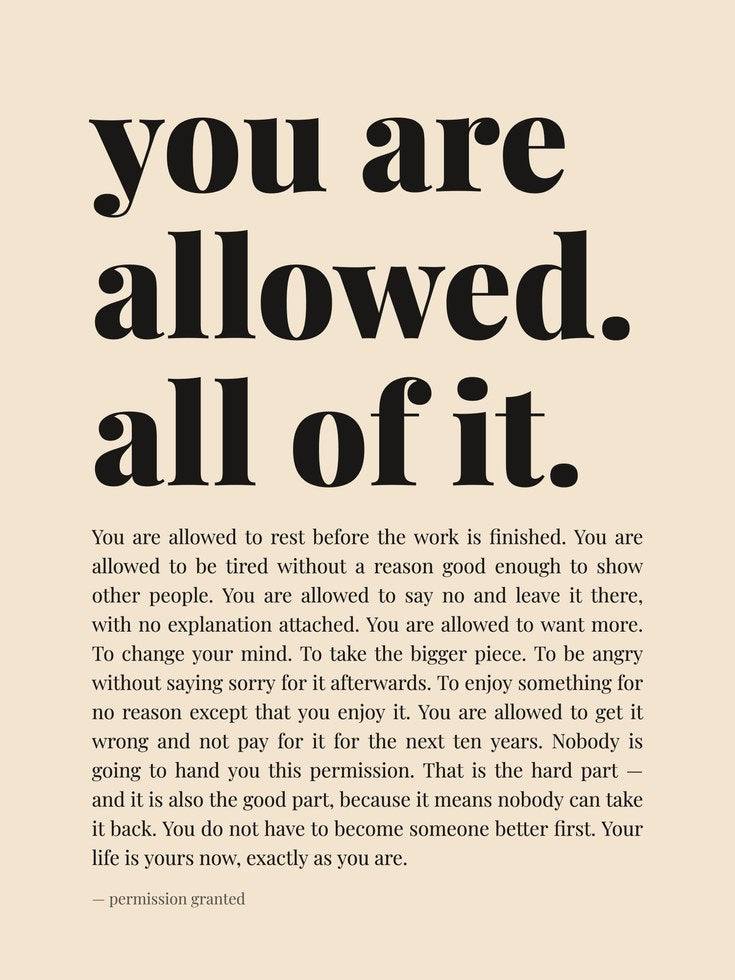 Permission Granted Print – Self Care Wall Art - artwork on paper