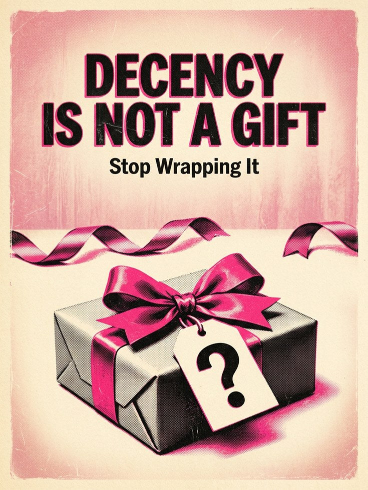 Decency Is Not A Gift Poster: Retro Pink Typography Wall Art - artwork on paper