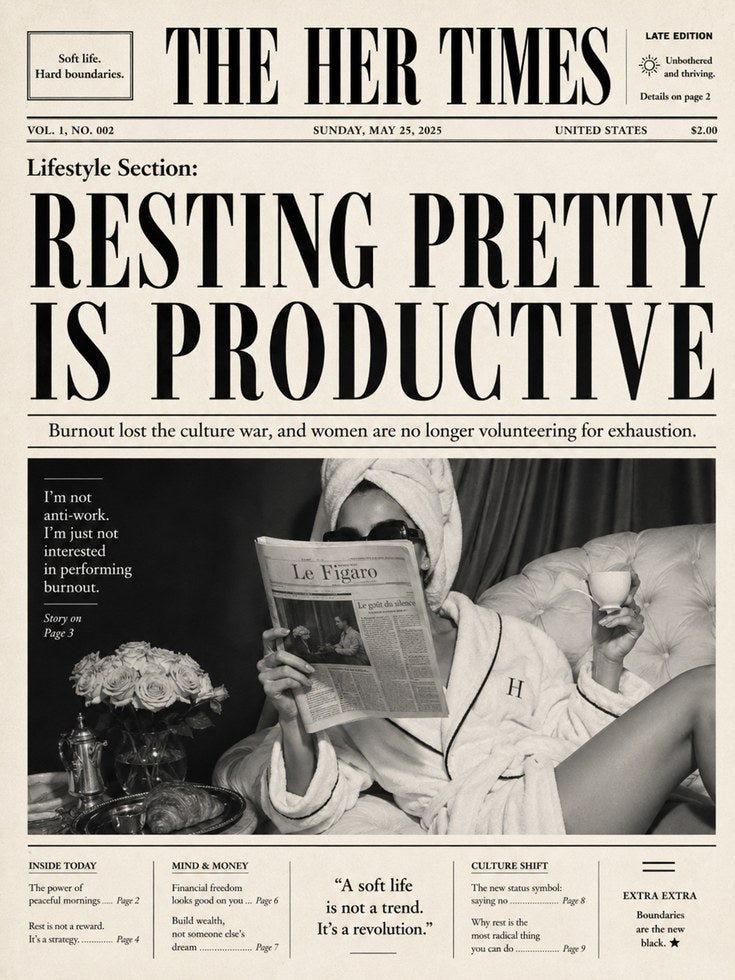 The Her Times Newspaper Print: Black and White Lifestyle Art - artwork on paper