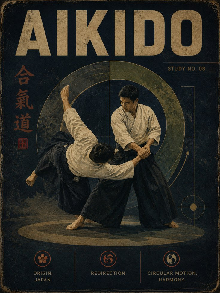 Aikido Wall Art: Vintage Martial Arts Study - artwork on paper