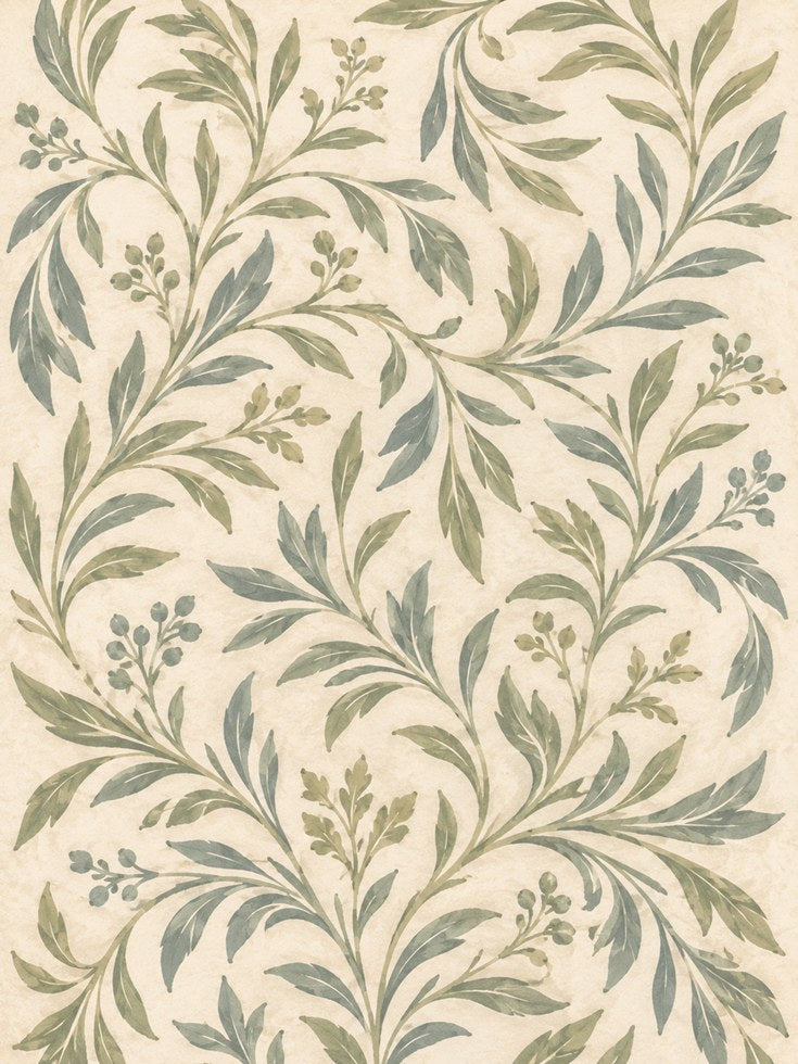 Botanical Leaf Wall Art – Sage Green Print - artwork on paper