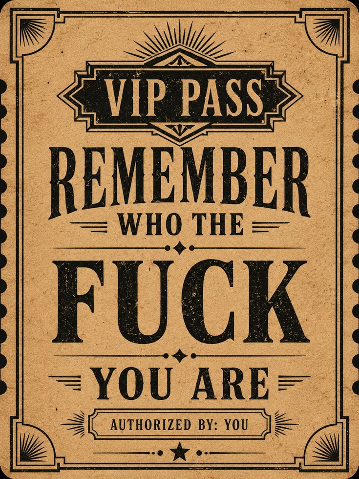 Funny Bathroom Wall Art – VIP Pass Humor Print - artwork on paper