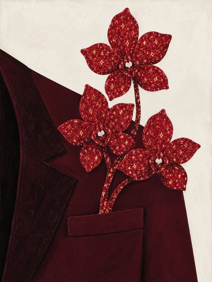 Red Floral Wall Art – Modern Botanical Print - artwork on paper