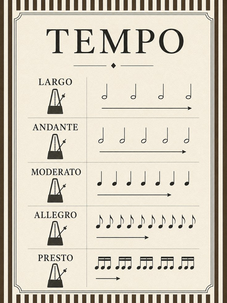 Vintage Music Tempo Poster - artwork on paper