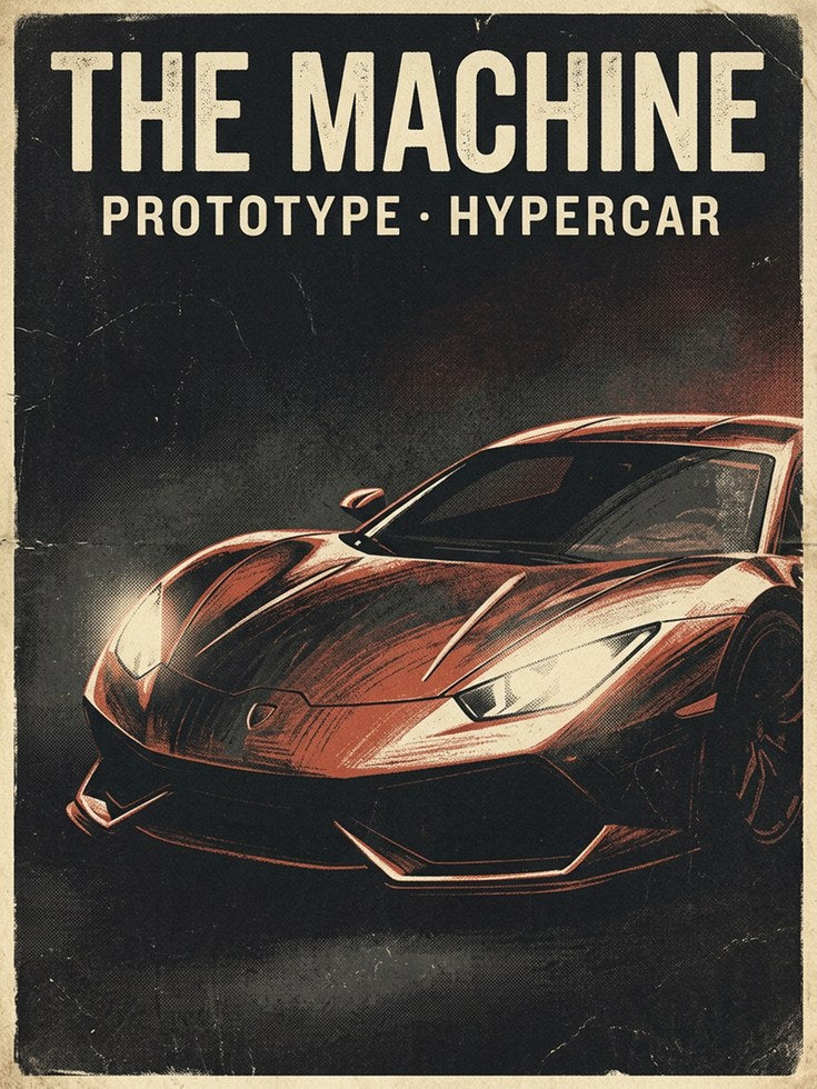Vintage Hypercar Poster — Retro Sports Car Print - artwork on paper