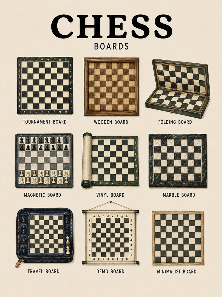 Chess Board Types Print — Educational Reference Chart - artwork on paper