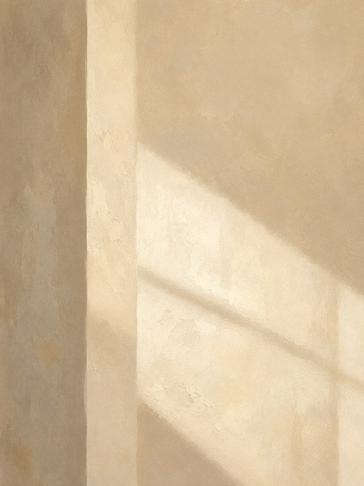 Sunlight and Shadow Wall Art: Minimalist Beige Architecture Print - artwork on paper