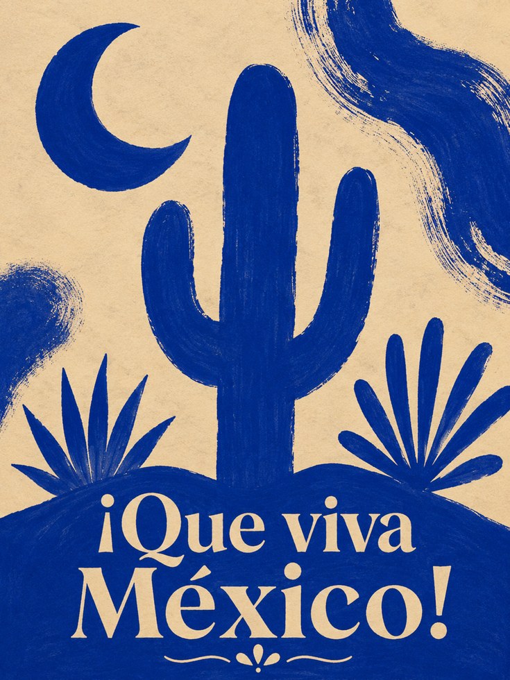 Mexico Travel Poster – Desert Cactus Wall Art - artwork on paper