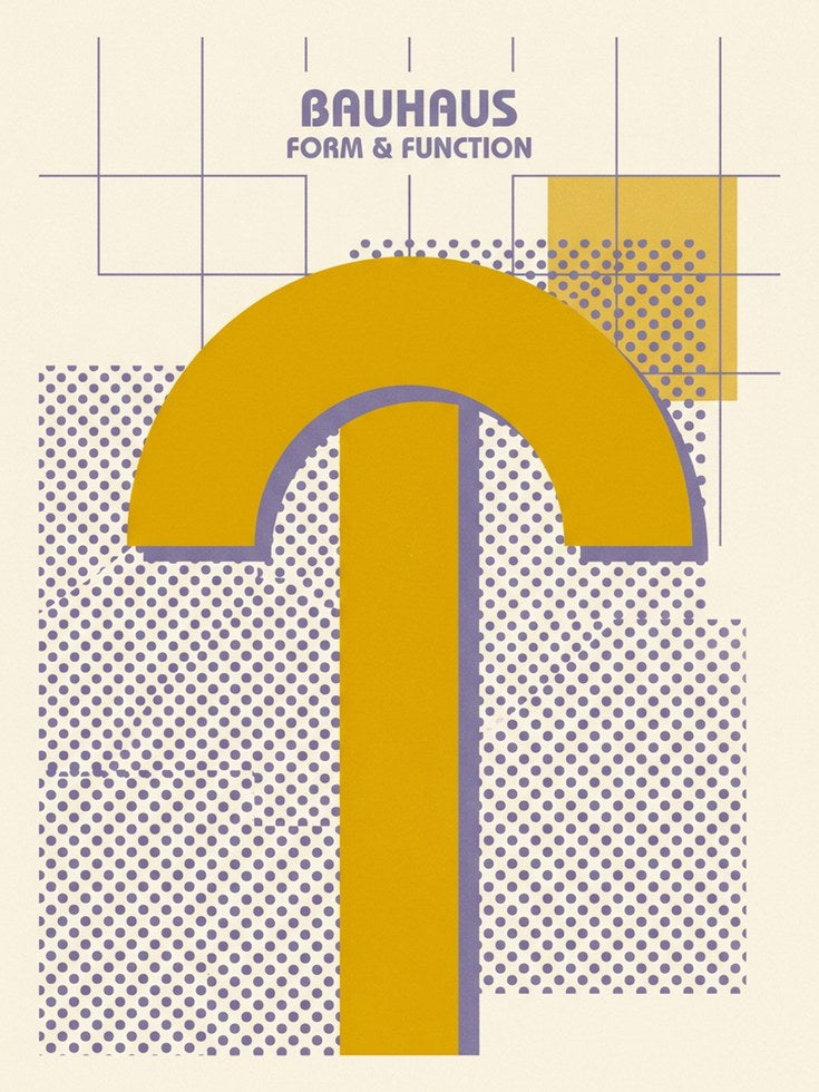 Bauhaus Form and Function Poster: Geometric Yellow Arch Design - artwork on paper