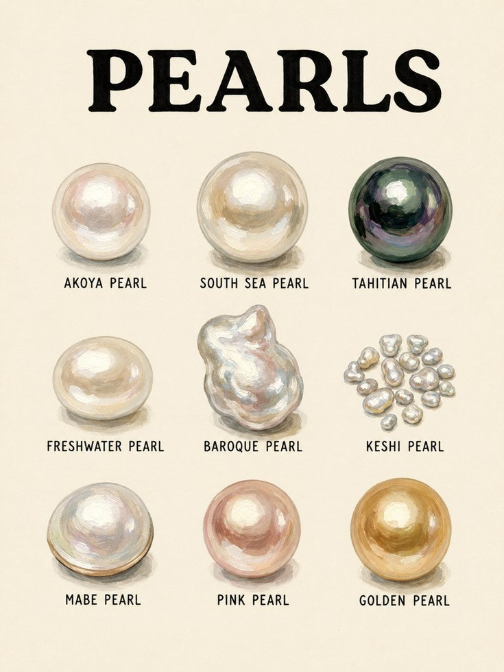 Pearls Educational Chart Print — Vintage Science Illustration - artwork on paper