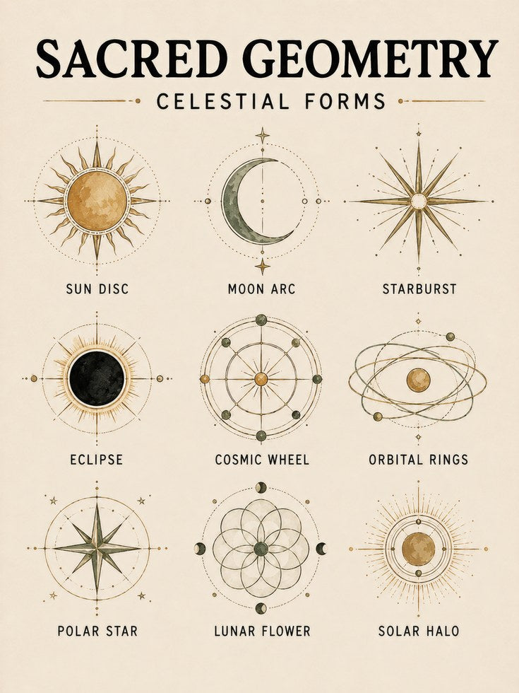 Sacred Geometry Print — Celestial Forms Chart - artwork on paper