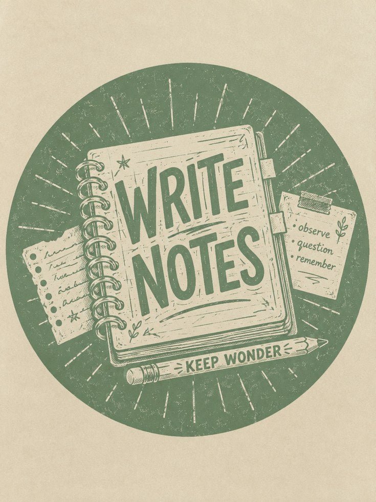 Write Notes Vintage Print: Retro Stationery Art - artwork on paper
